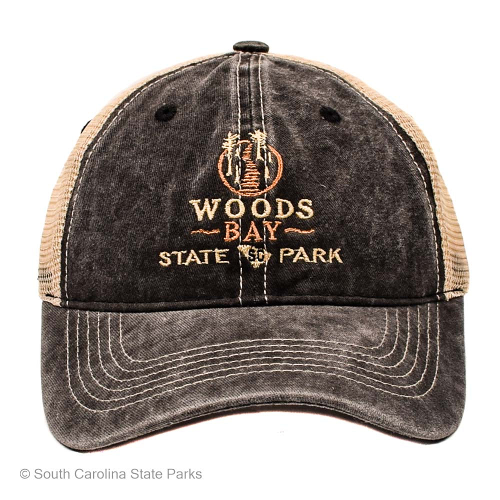HAT WOODS BAY STATE PARK LOGO MESH TRUCKER