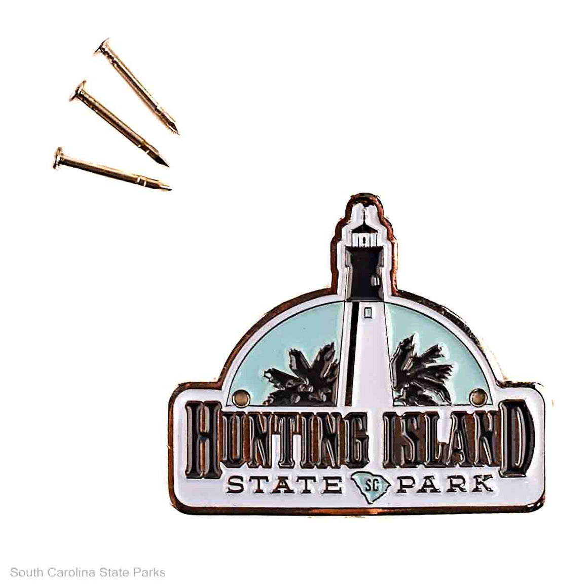 HIKING STICK MEDALLION HUNTING ISLAND STATE PARK LOGO