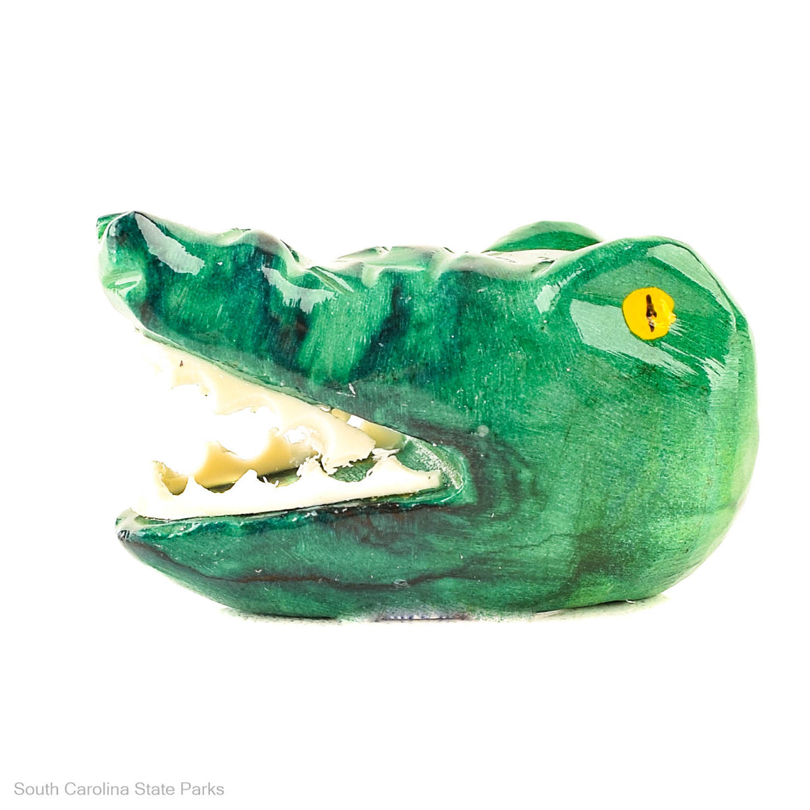 MARBLE ALLIGATOR JAW FIGURINE HAND PAINTED