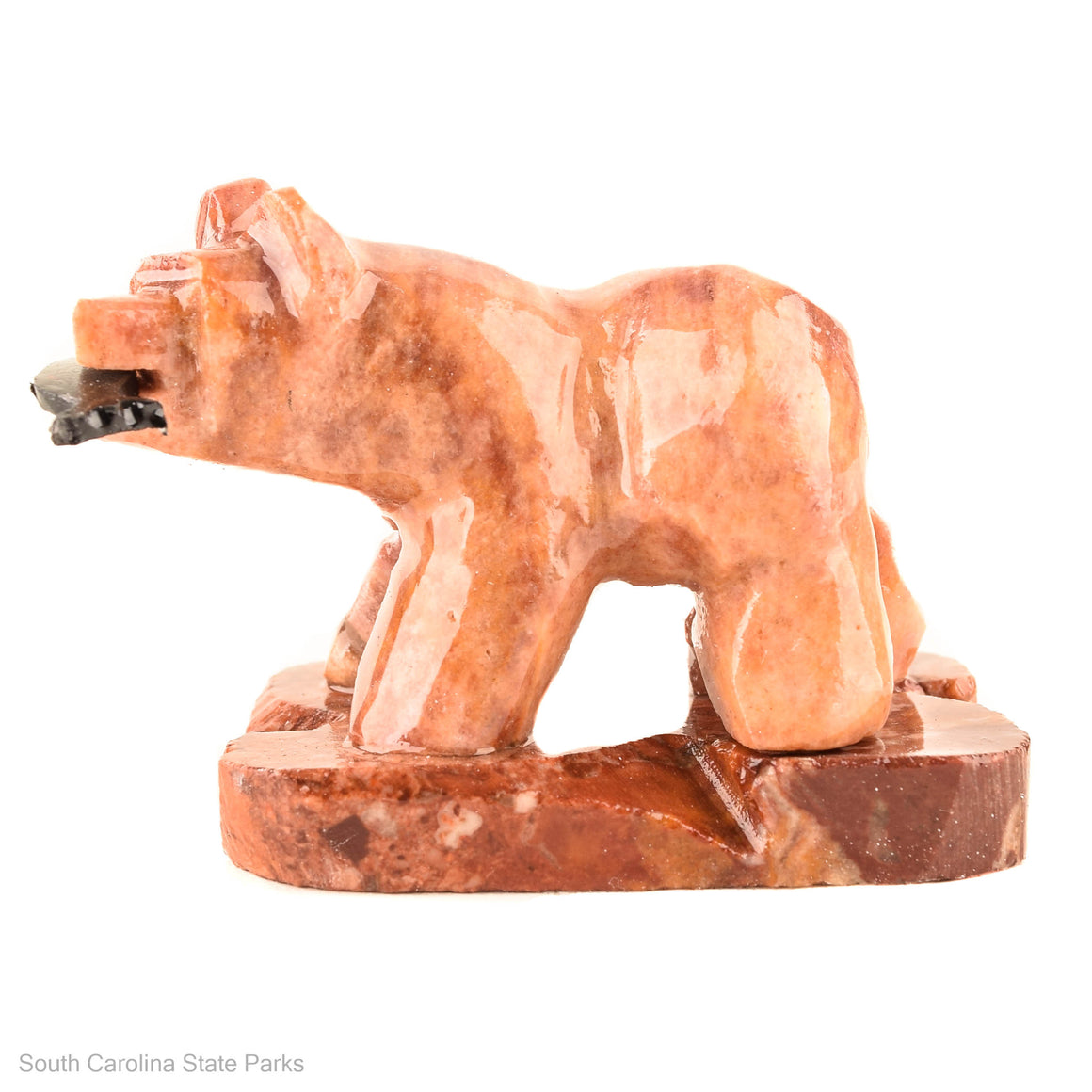 2" Marble Bear With Fish In Mouth