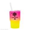 MINI GLASS TUMBLER WITH STRAW SOUTH CAROLINA PALMETTO & MOON