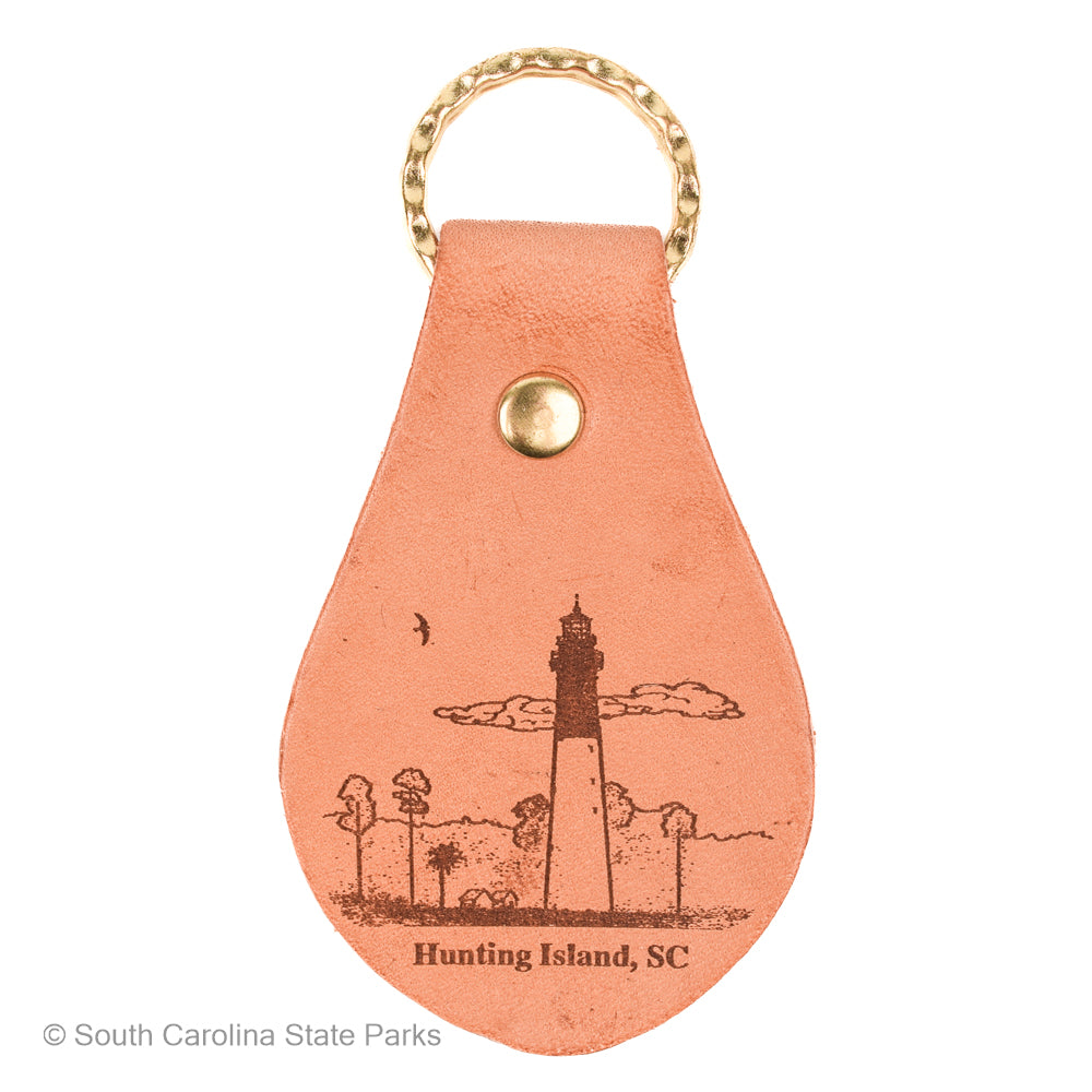 LEATHER KEYCHAIN HUNTING ISLAND LIGHTHOUSE