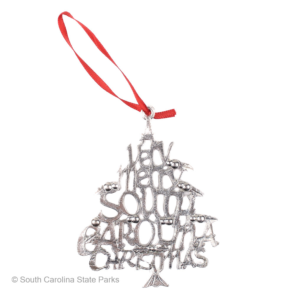 ORNAMENT PEWTER MERRY CHRISTMAS SOUTH CAROLINA TREE