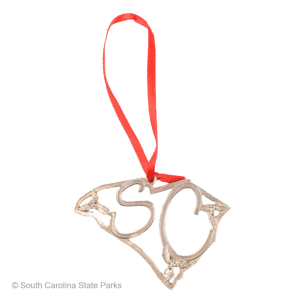 ORNAMENT PEWTER SHAPE OF SOUTH CAROLINA STATE