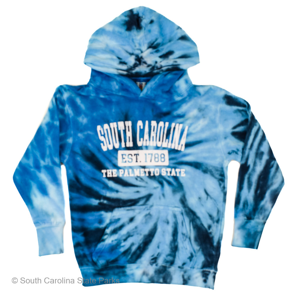 YOUTH HOODED SWEATSHIRT TIES DYE SOUTH CAROLINA PALMETTO STATE