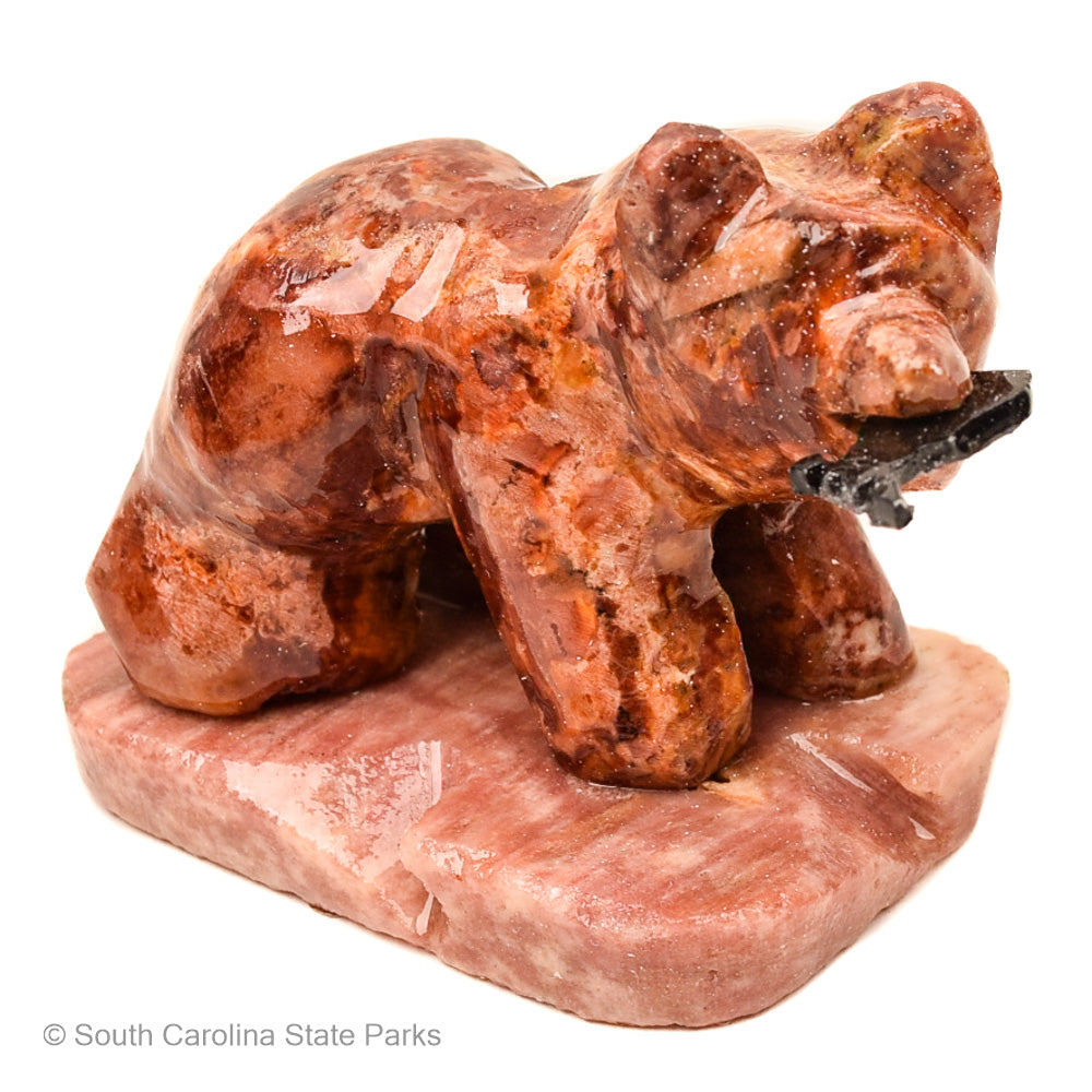 3 INCH MARBLE BEAR WITH FISH FIGURINE