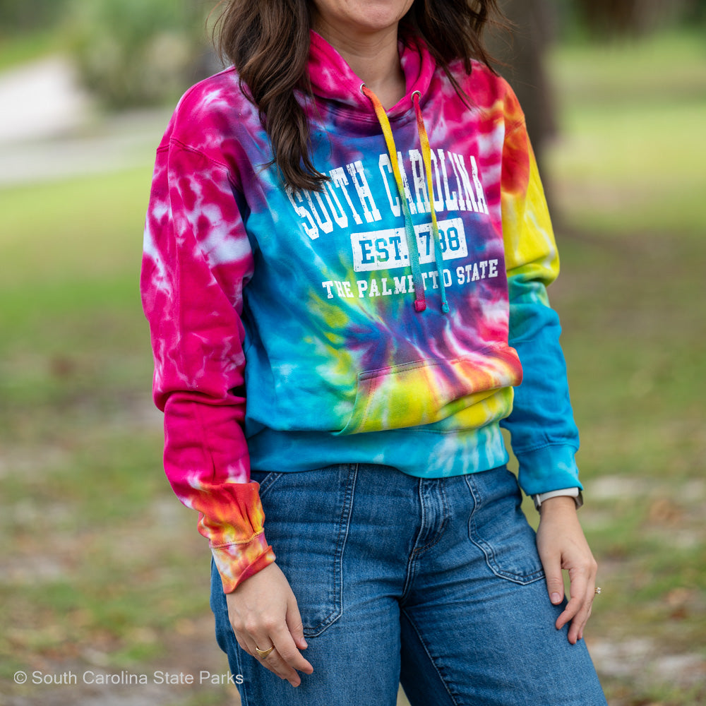 HOODED SWEATSHIRT TIE DYE SC PALMETTO STATE