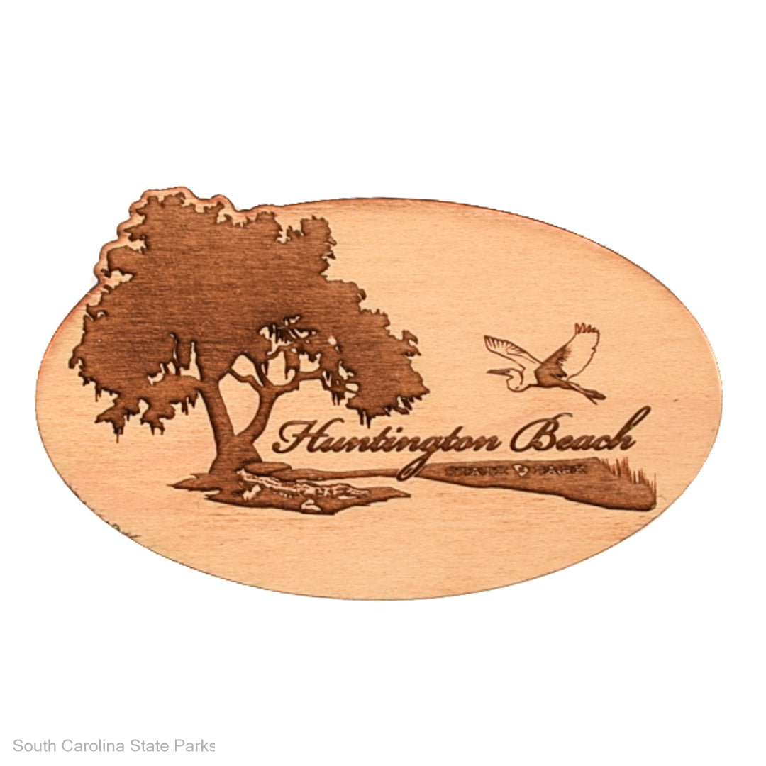 HUNTINGTON BEACH STATE PARK LOGO WOODEN MAGNET