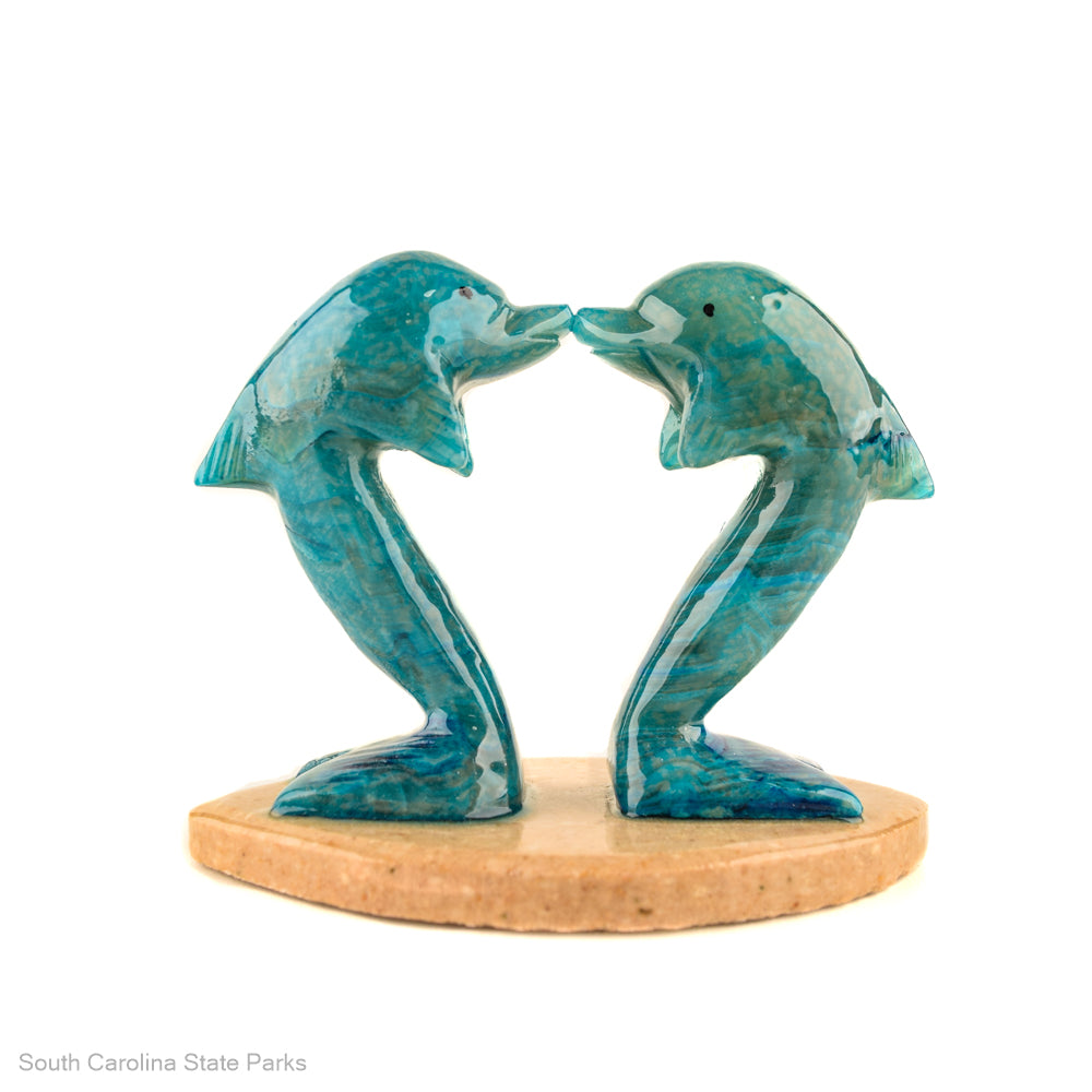 Marble Twin Dolphins On Base