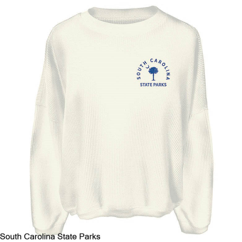 LADIES LONG SLEEVE CORDED CREW NECK TEE PALMETTO & MOON SC STATE PARKS