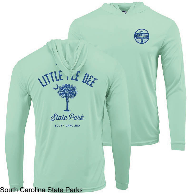 UNISEX HOODED PERFORMANCE LONG SLEEVE TEE LITTLE PEE DEE STATE PARK LOGO